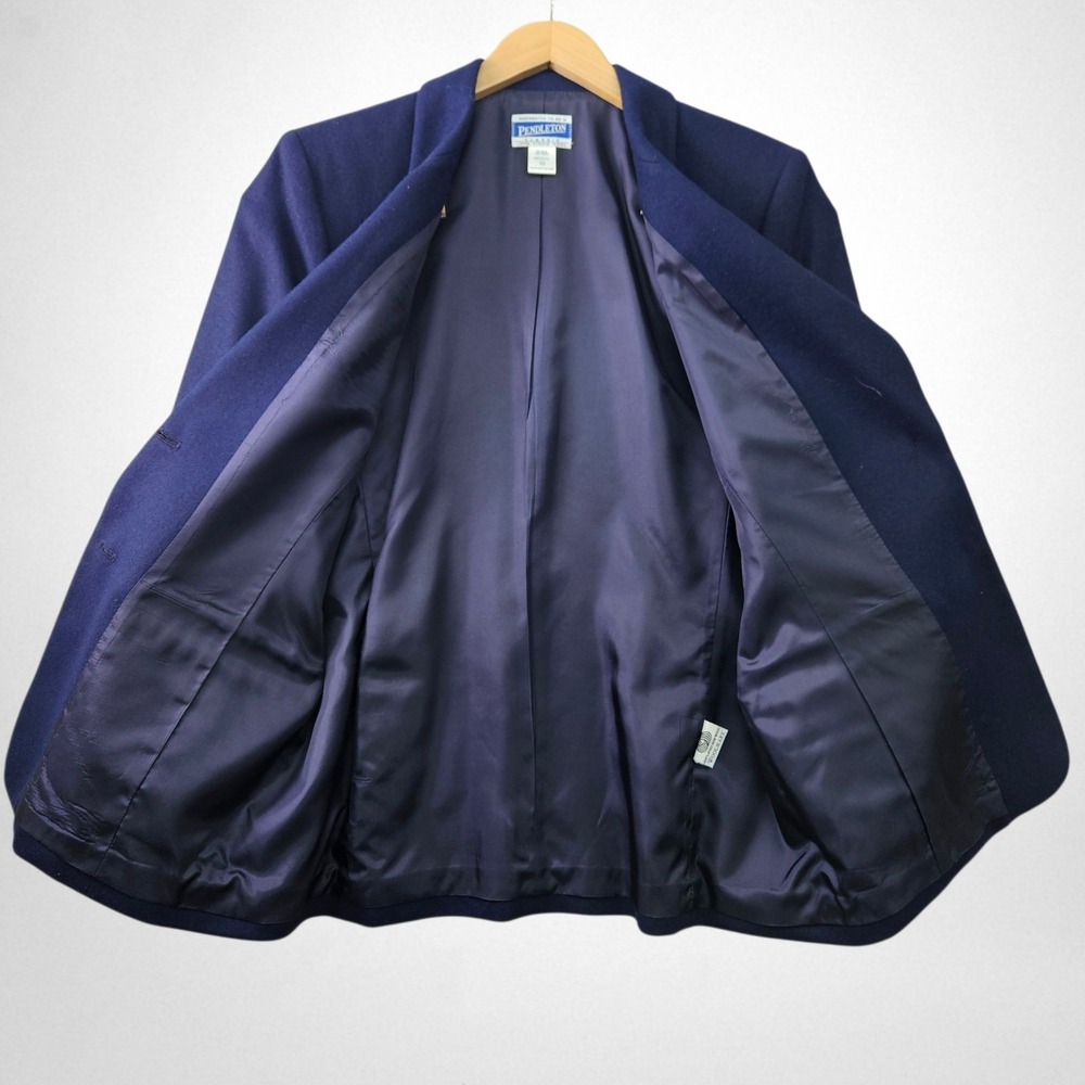 Pendleton Wool‎ Blazer Women 10 Navy USA Made Tailored Old Money Office Jacket - Picture 7 of 11